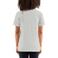 Back view of heather FOXXES football helmet women’s graphic tee by Foxxy Girl.