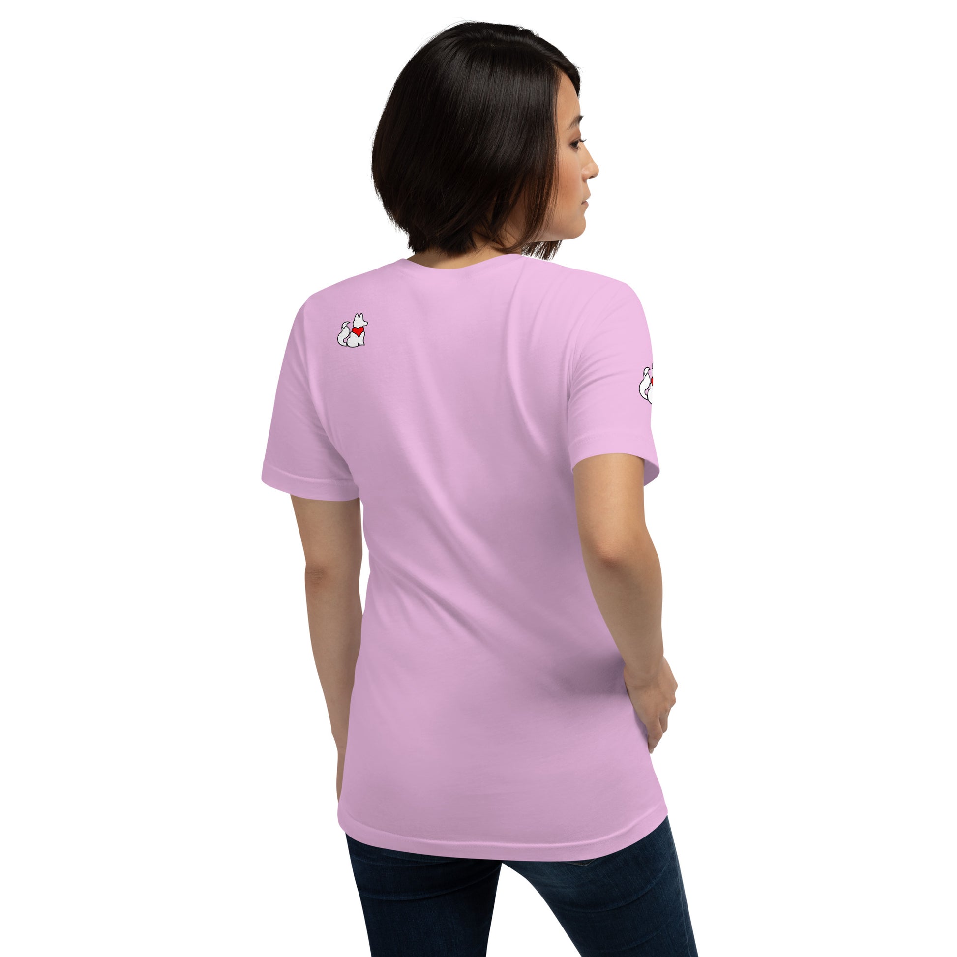 Back view of lilac KIMMIE La Fille FOXX women’s graphic tee by Foxxy Girl.