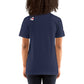 Back view of navy FOXXES football helmet women’s graphic tee by Foxxy Girl.