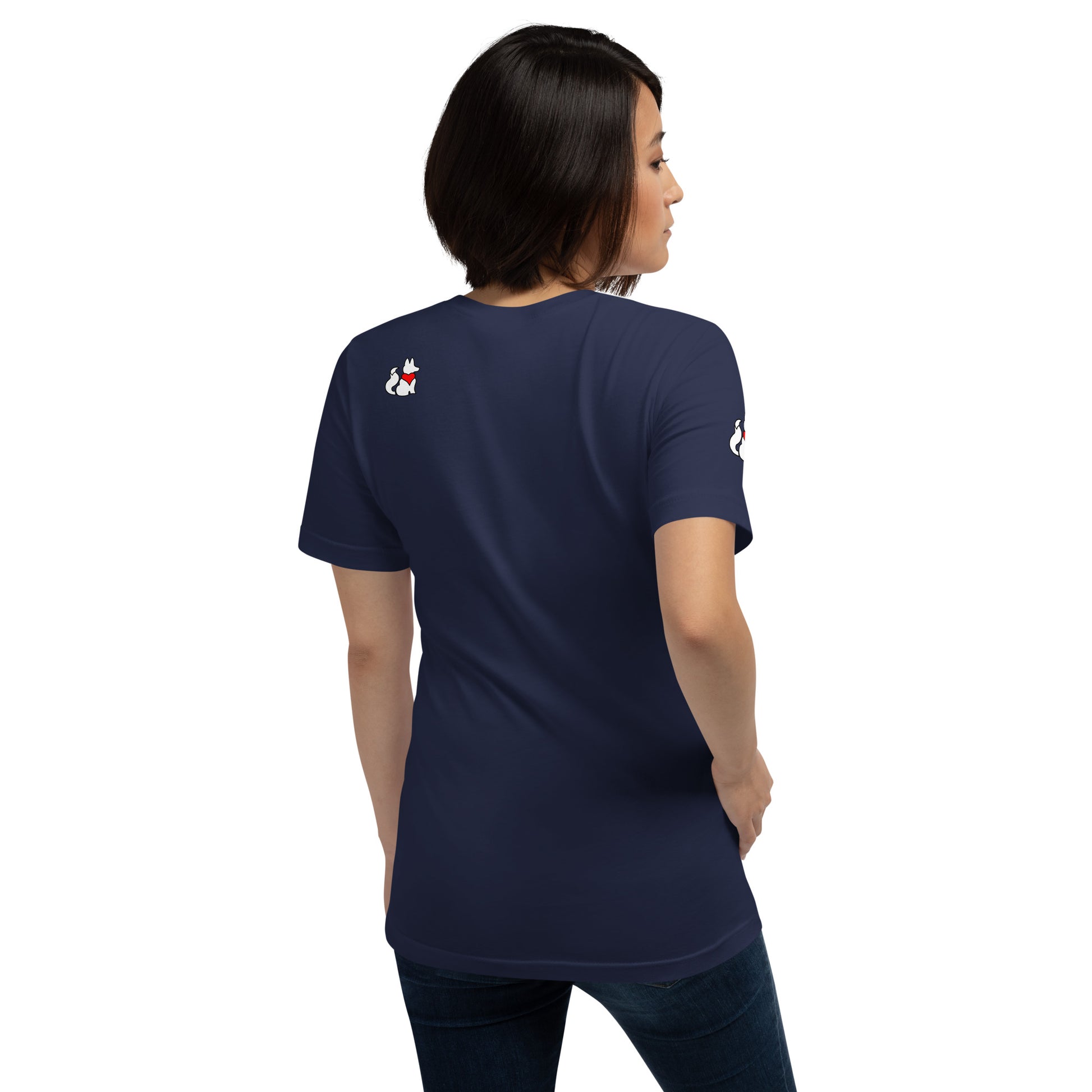 Back view of navy KIMMIE La Fille FOXX women’s graphic tee by Foxxy Girl.