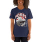 Front view of navy FOXXES football helmet women’s graphic tee by Foxxy Girl.