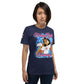 Front view of navy KIMMIE La Fille FOXX women’s graphic tee by Foxxy Girl.