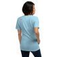 Back view of ocean blue BOLD La FILLE FOXXY LOGO women’s graphic tee by Foxxy Girl.