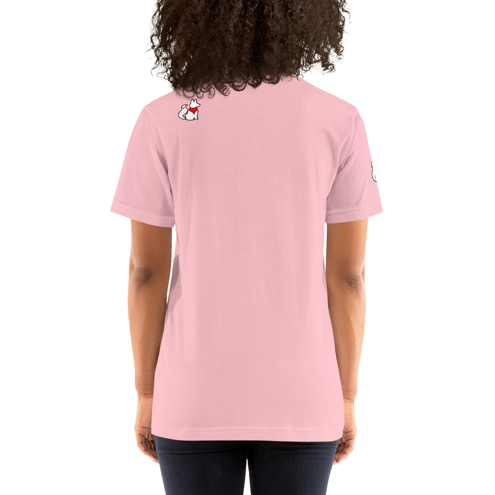 Back view of pink FOXXES football helmet women’s graphic tee by Foxxy Girl.