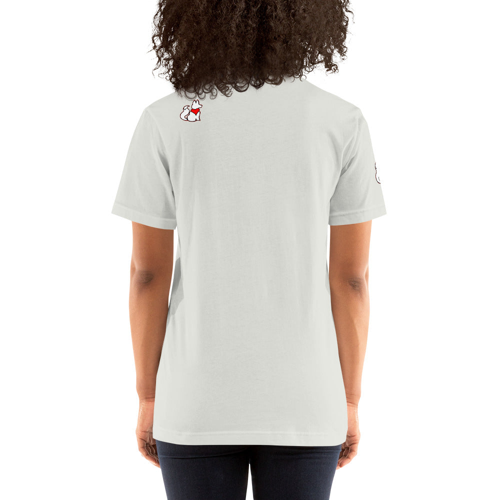 Back view of silver FOXXES football helmet women’s graphic tee by Foxxy Girl.