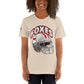 Front view of soft cream FOXXES football helmet women’s graphic tee by Foxxy Girl.