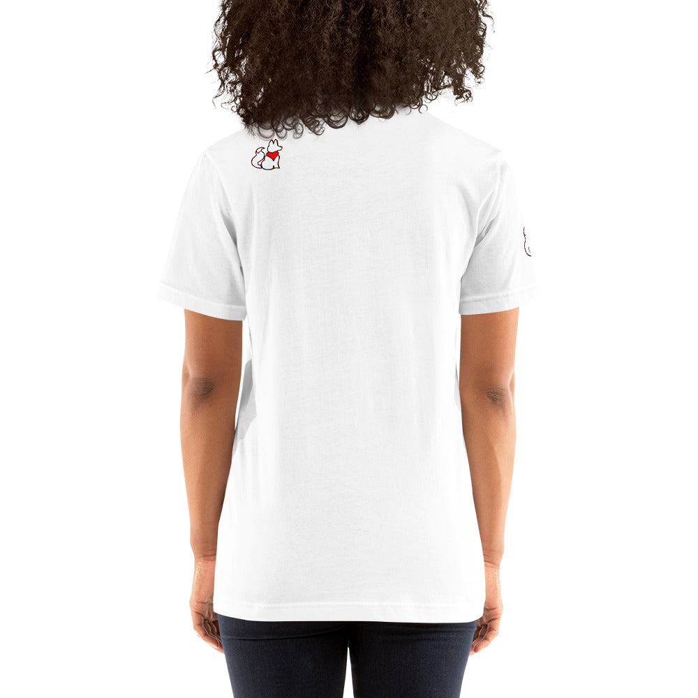 Back view of white FOXXES football helmet women’s graphic tee by Foxxy Girl.