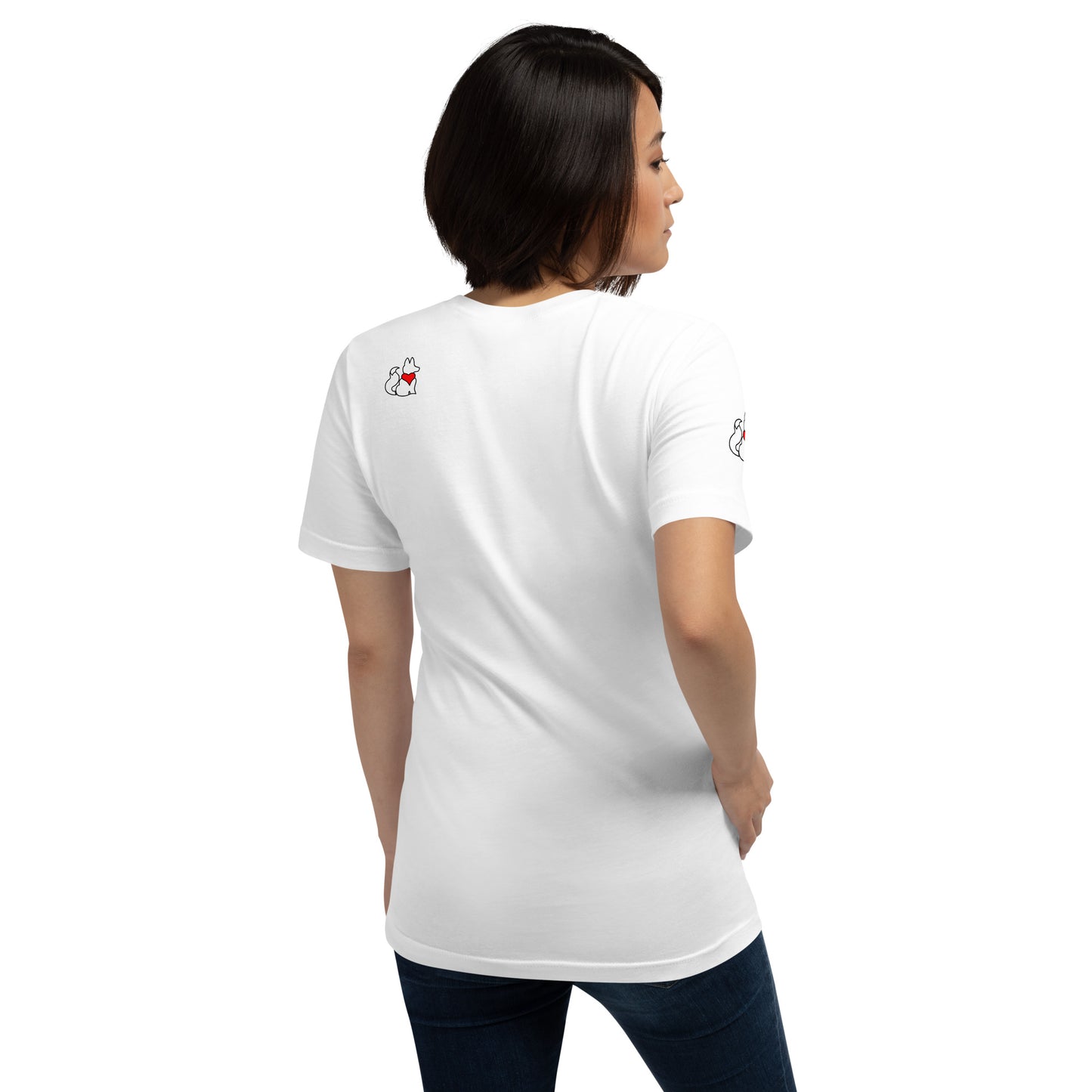 Back view of white KIMMIE La Fille FOXX women’s graphic tee by Foxxy Girl.