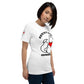 Right front view of white BOLD La FILLE FOXXY LOGO women’s graphic tee by Foxxy Girl.