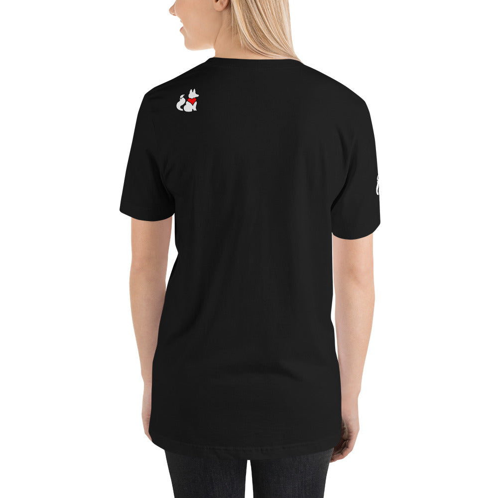 Back view of black LOGO FOXXY women’s graphic tee by Foxxy Girl.