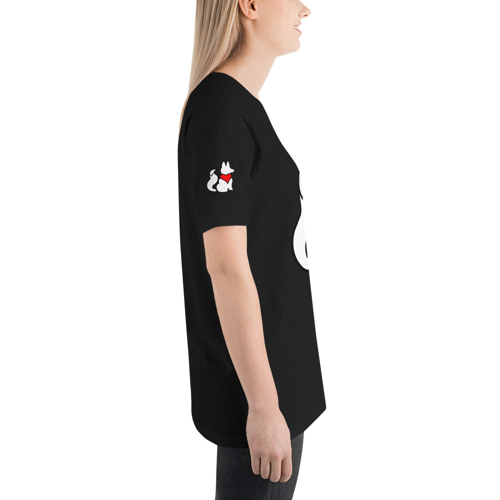 Right view of black LOGO FOXXY women’s graphic tee by Foxxy Girl.