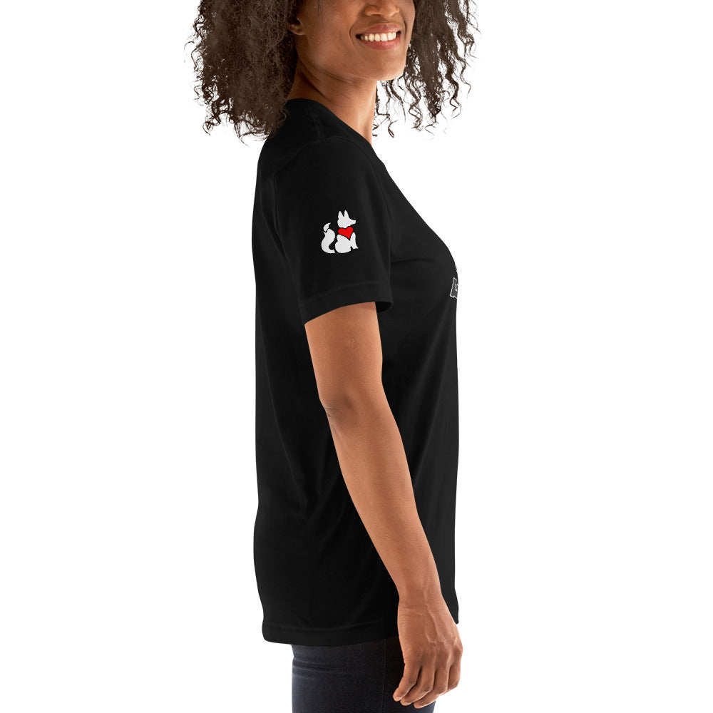 Right view of black FOXXY CANDIDATE women’s graphic tee by Foxxy Girl.